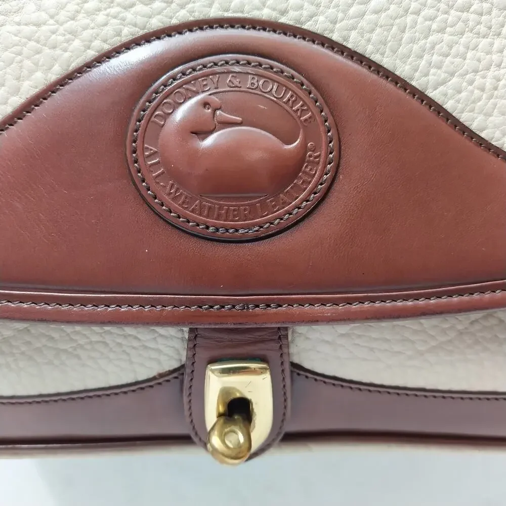 Dooney & Bourke Ivory Pebbled Leather Buckle Satchel Crossbody Bag - Made in USA
